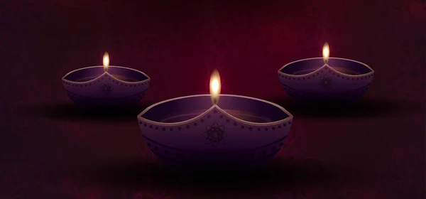 Diwali Day Lamp Design Indian Hindu Festival Lights — Stock Vector