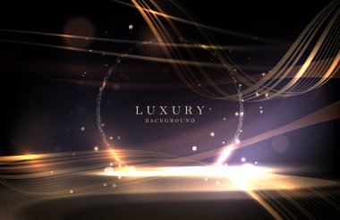 Parlak altın çerçeveli koyu renkli illüstrasyon.