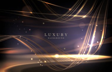 Parlak süslemeli koyu renkli illüstrasyon, altın soyut podyum.