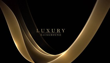 İzole edilmiş altın rengi yay ve siyah bir arkaplanda parıltı..