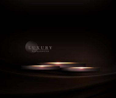 Siyah arka planda izole edilmiş altın rengi bir kürsüye sahip doku kompozisyonu.