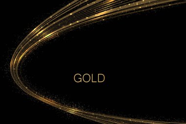 Işıltılı ve gösterişli altın renkli izole bir yay ile kompozisyon.