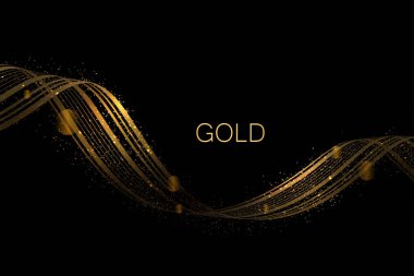 Parlak parıltılı altın renkli kıvrımlı bir resim..