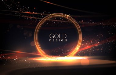 Parlak yuvarlak çerçeveli kompozisyon ve koyu arkaplanda parıltılı yuvarlak bir podyum..