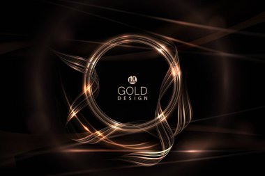 Siyah arka planda parlak bir gölgede altın yuvarlak çerçeveli bir resim..