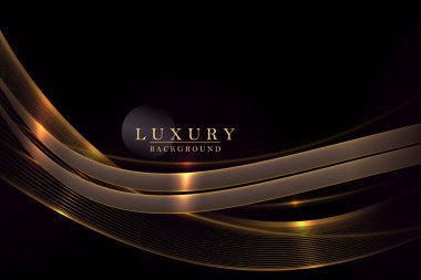 İzole edilmiş altın kavisli bileşim, siyah arkaplanda bakır rengi.