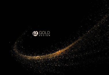 Siyah bir arka planda parlak parıltılı altın yay.