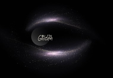 İzole edilmiş altın oval çerçeve, siyah zemin üzerinde küçük süslemeler var..