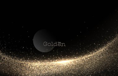 Siyah arka planda parlak süslemeleri olan altın renkli bir kemerin izole edilmiş çizimi..