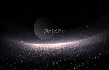 İzole edilmiş altın kemer, siyah arka planda parlak süslemeler..