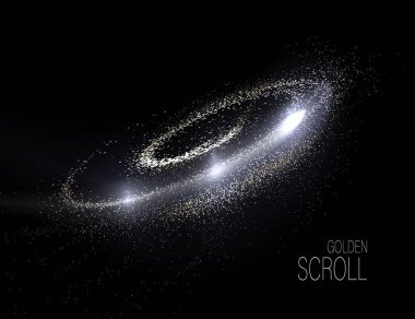 İzole tasarım elementi, parlak spiral, altın yay.