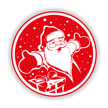 Noel siluet işareti yaymak, silah tasarım öğesi ile şirin bir Noel Baba'nın yuvarlak.