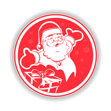 Noel Noel Baba içinde işareti silah ve yaymak, kutusunu tasarım öğesi ile yuvarlak.