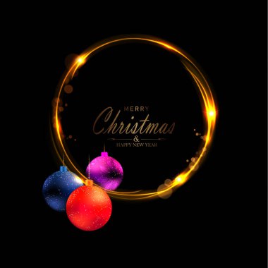 Mutlu Noeller 2025. Yeni yıl oyuncaklarıyla izole edilmiş altın renkli çelenk..