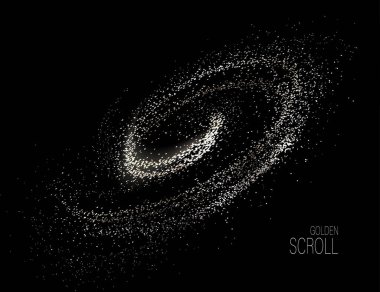 İzole tasarım elementi, parlak altın kıvrımlı küçük süslemeler..