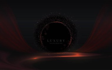 Podyumlu kompozisyon ve dalgalı perdelerle süslenmiş bir çerçeve..