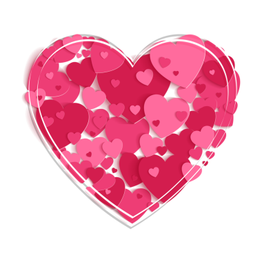 Sevgililer Günü. Pembe kalplerden çizilmiş bir kalbin silueti..