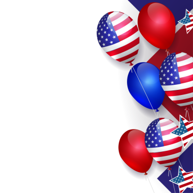 Balon siluetiyle izole edilmiş bileşen ve soyut Amerikan bayrağı ile yıldızlar..