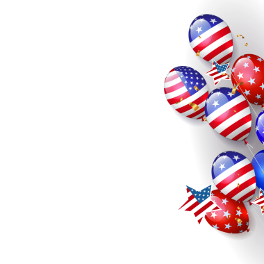 ABD bayrağının özelliklerine sahip balonlarla izole edilmiş..