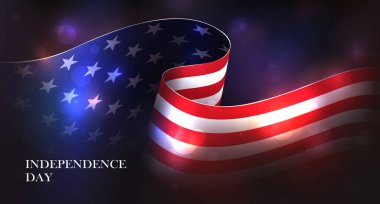 Parlak ışıklı Amerikan bayrağının silueti.