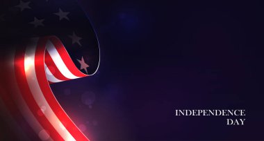 Amerikan bayrağının silüeti ve parlak parıltılarıyla şenlikli bir kompozisyon..