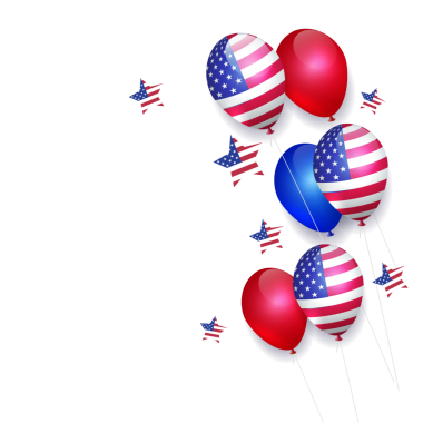 Soyut Amerika bayrağına sahip izole tasarım elementi, balon ve yıldız silueti.