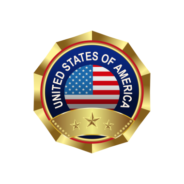 Amerikan bayrağı yansıması ile yuvarlak altın işareti,