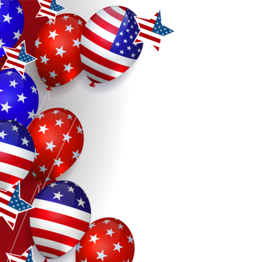 Amerikan özellikleri, balonları ve yıldızlarıyla tasarım.