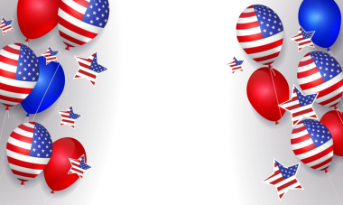 Amerikan nitelikleri, balonları ve yıldızlarıyla hafif tasarım.