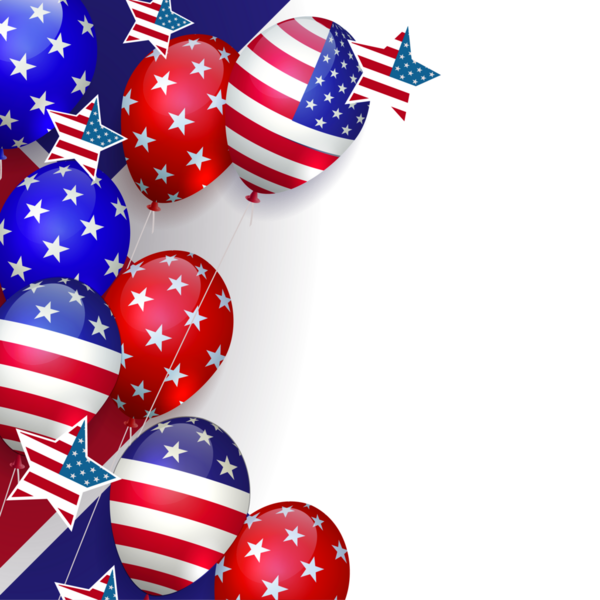 İzole tasarım unsuru, muhteşem balonların silueti ve Amerikan bayrağı süsü..