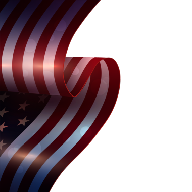 Beyaz arka planda dalgalı Amerikan bayrağının izole edilmiş hali..