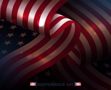 Dalgalı Amerikan bayrağının unsurlarıyla şenlikli kompozisyon.