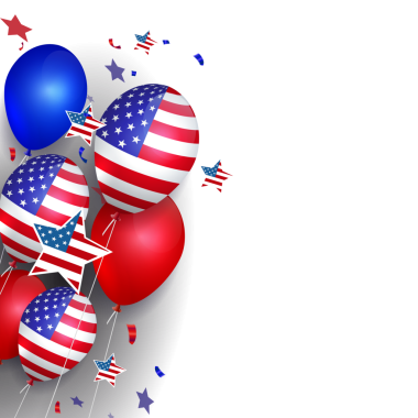 İzole edilmiş Amerikan özellikleri ve balonları ile gösterişli illüstrasyon.