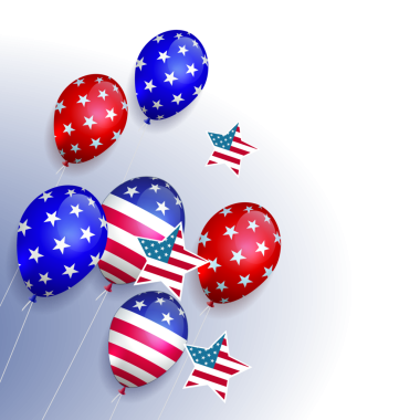 İzole tasarım unsuru, balon silueti ve Amerikan bayrağı süsü..