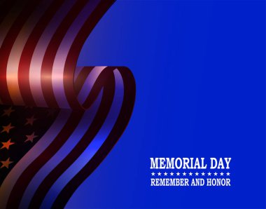 Mavi arka planda dalgalı bir Amerikan bayrağı olan harika bir illüstrasyon.