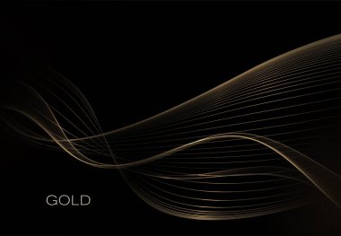 İzole tasarım elementi, büyük dalgalı altın şekilli siyah arkaplan.