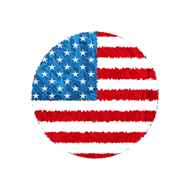 Yuvarlak çizgili rozet, Amerikan bayrağının silüeti..