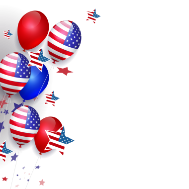 Amerikan bayraklı muhteşem balonlarla izole edilmiş bir parça..