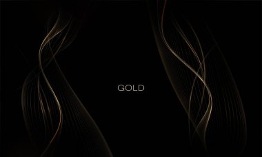 Ayrı tasarım elementleri, siyah zemin üzerinde zarif altın dalgalar..