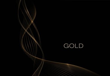 Ayrı tasarım unsuru, siyah arkaplanda zarif dalgalı altın figür..