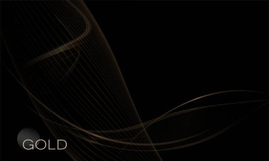 Ayrı tasarım öğesi, siyah arkaplanda altın renkli parlak dalgalı figür.