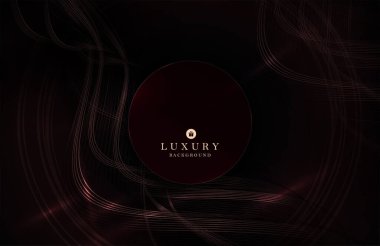 Yuvarlak çerçeveli koyu kompozisyon, siyah arkaplanda altın ve bakır gölgeler..