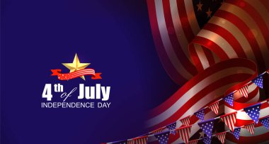 Dalgalı Amerikan bayrağı unsurlarıyla enfes bir illüstrasyon..