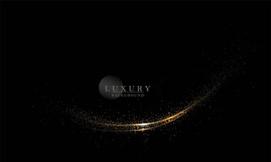 Parlak yalıtılmış tasarım bileşeni, siyah arkaplanlı altın yay.