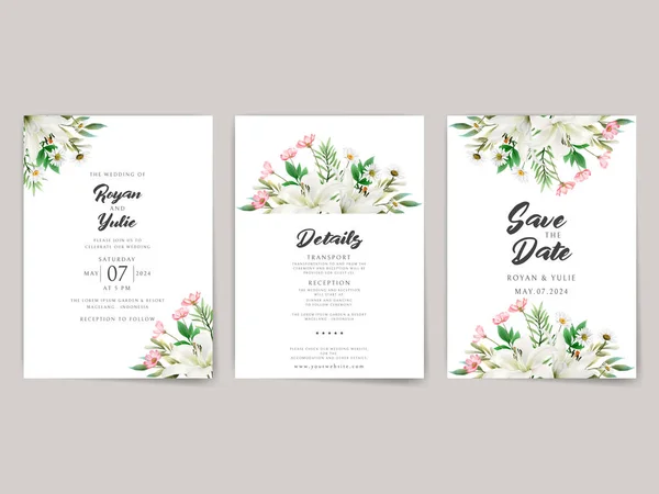 Elegant white floral wedding invitation card