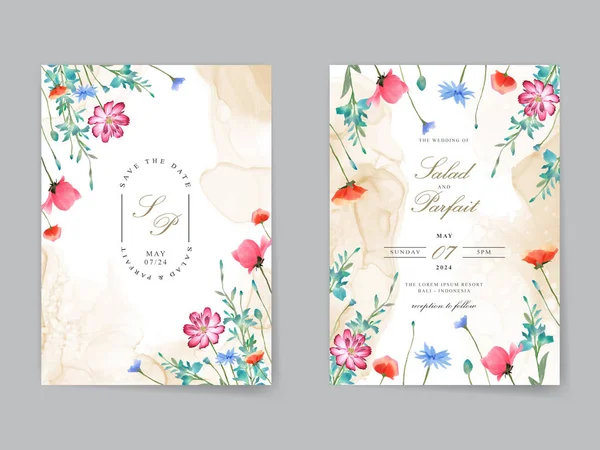 Güzel yabani çiçekler düğün davetiyesi