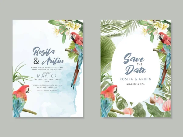 Invitation Mariage Aquarelle Floral Tropical — Image vectorielle