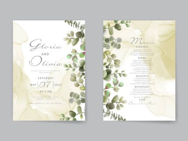 suluboya okaliptüs düğün davetiyesi şablonu