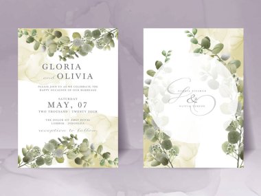 suluboya okaliptüs düğün davetiyesi şablonu