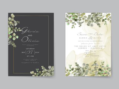 suluboya okaliptüs düğün davetiyesi şablonu